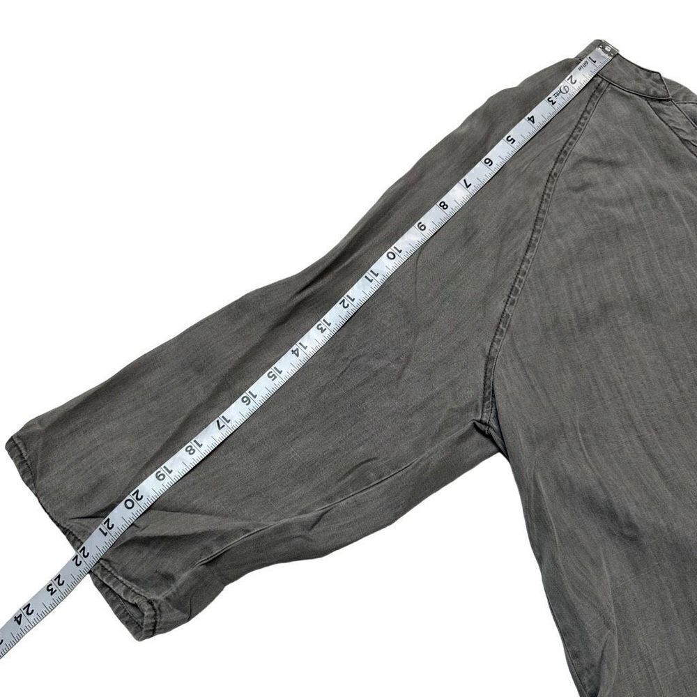 Hester’s & Orchard Womens Gray Tencel Top Medium Button Front Raw Sharkbite Hem - Picture 9 of 11